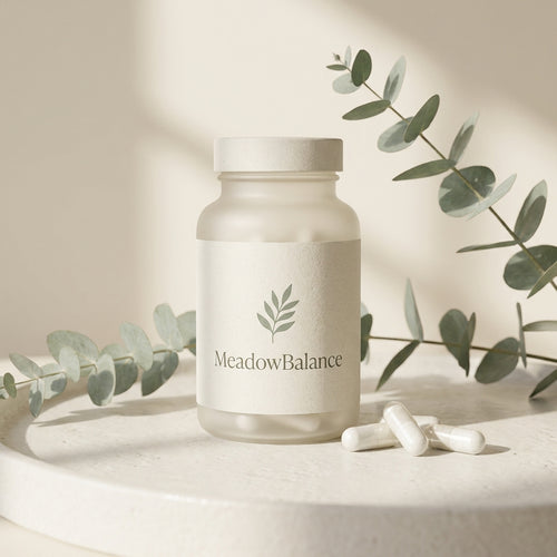 MeadowBalance vaginal probiotic bottle with capsules
